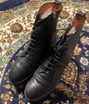 가죽 블랙 부츠 레이스업 지퍼