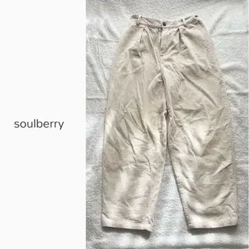 Soulberry 코듀로이 팬츠 테이퍼드 굵은 폭 아이보리 M