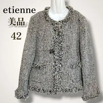 etienne 트위드 노카라 자켓 일본제 42 고급 성숙/러블리
