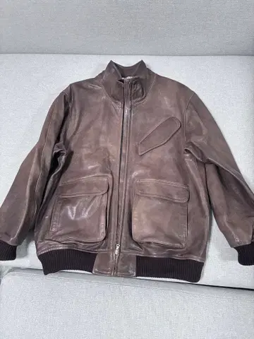 [ Size4 ] AURALEE 헤비 램 가죽 지퍼 블루종