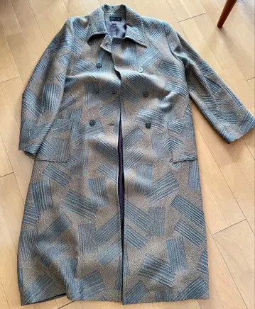 이즈미 미치코 기하학 패턴 롱 코트 브라운 그레이