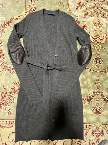 랄프 로렌 엘보 패치 롱 가디건