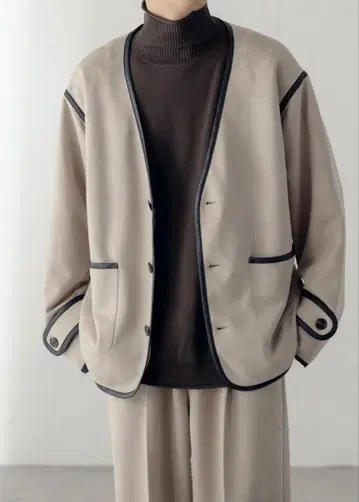 노카라 자켓 베이지 여성용 남성용