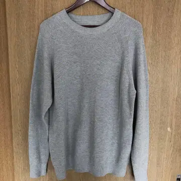 그레이 리브 래글런 슬리브 스웨터