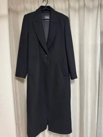 ZARA 울 블렌드 롱 코트 블랙