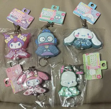 산리오 유메후와 오모테나시 러버 릴 키링 5개 세트