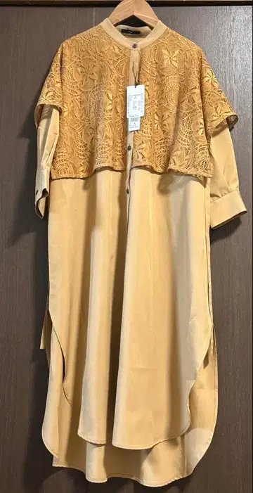 레이스 레이어드 롱 셔츠 / 오즈모시스 ( OSMOSIS )