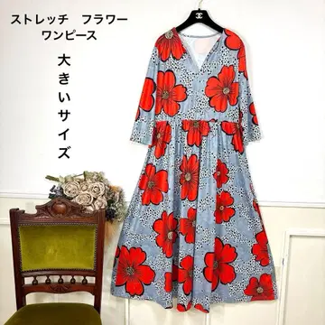 새상품급 빅 사이즈 스트레치 플라워 원피스