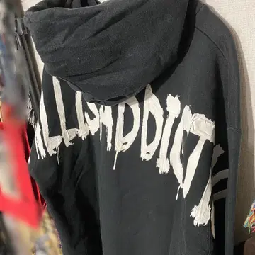 GALLISADDICTION 블랙 후드티 Champion 더블 네임