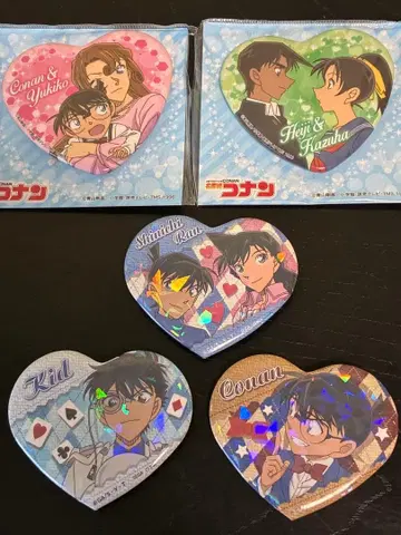 명탐정 코난 키라키라 하트 캔뱃지 총 5개 세트 묶음 판매