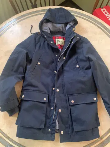 네이비 후드 부착 코트 M 거의 새상품