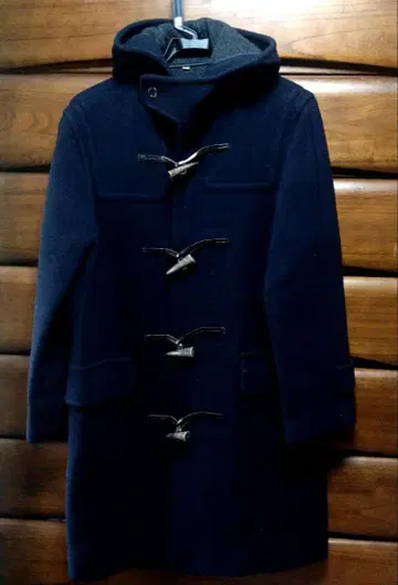 여성용 네이비 더플 코트 후드 부착 9~11호