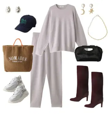 에부르 ebure 2022 하이 게이지 캐시미어 드로스트 니트 팬츠