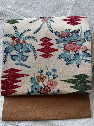 순수 실크 나고야 오비 크레이프 원단 크리스마스 오쇼가츠