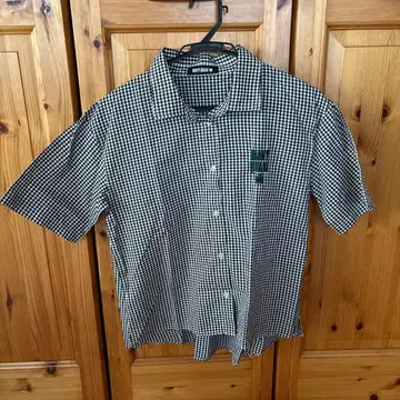 마리콴트 반팔 셔츠 블라우스 블랙 x 화이트 체크 자수