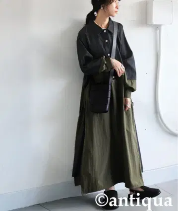 안티카 다크 그레이 올리브 셔츠 원피스