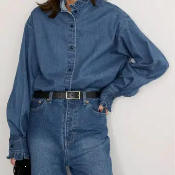 JOURNAL STANDARD relume 블루 데님 프릴 옷깃 셔츠