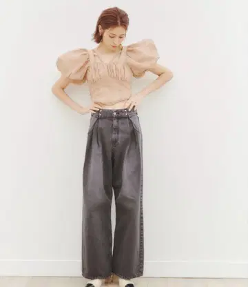 SNIDEL 다크 그레이 와이드 팬츠