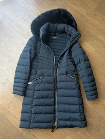 타미힐피거 스트레치 롱 다운 코트 퍼 포함 네이비 M