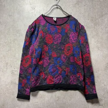 Ungaro 웅가로 빈티지 꽃무늬 자카드 니트 스웨터 80s~