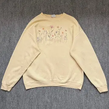 Lee 꽃무늬 자수 맨투맨 트레이닝복 내추럴 베이지