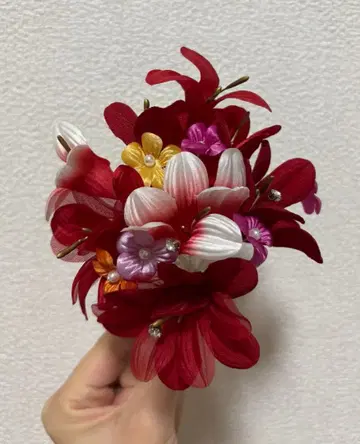 꽃 머리 장식 헤어콤 성인식 기모노 유카타 일본 정통의상 소품