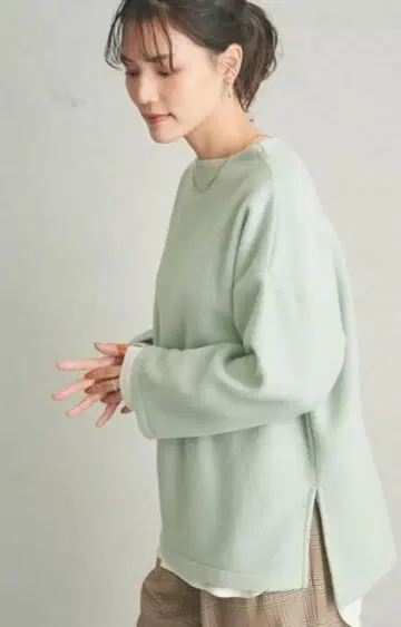 플리스 보트넥 풀오버 티셔츠