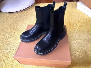 블랙 가죽 사이드 고어 부츠