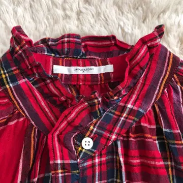 LABORATORY 라보레토리 린넨 타탄 체크 프릴 블라우스