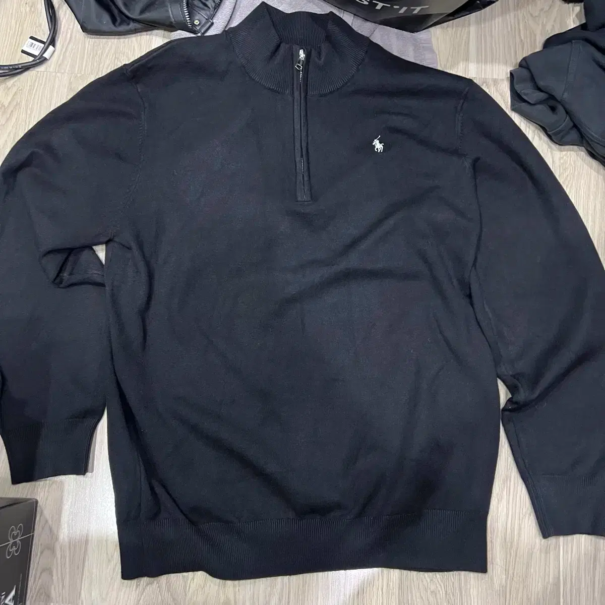 Polo Ralph Lauren Black V-neck Half-zip Knit