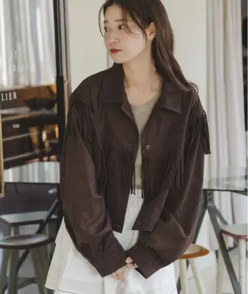 [안감 있음] 스웨이드 프린지 자켓