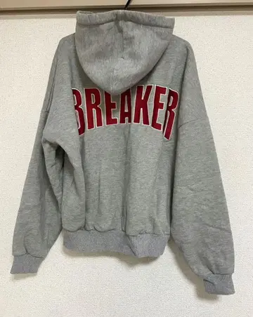 그레이 후드티 'BREAKER' 백 프린트