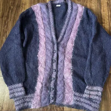 뉴질랜드제 빈티지 모헤어 울 니트 가디건 스웨터