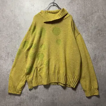 지우 센소유니코 도트 니트 지우 루즈핏 L 도트 변형 터틀 새상품급