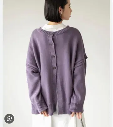 로리즈팜 2way 백 슬릿 가디건 퍼플