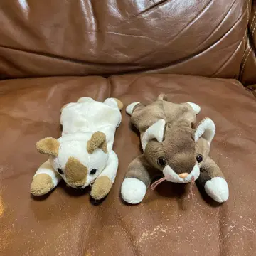 TY 비니 베이비스 고양이 봉제 인형 화이트와 브라운 2체