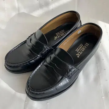 HARUTA 블랙 가죽 로퍼 일본제