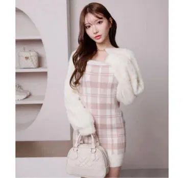 LIPSERVICE 체크 자카드 앙상블 니트 원피스