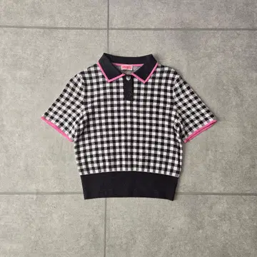 케이트 스페이드 썸머 니트 반팔 피케 셔츠 깅엄 체크