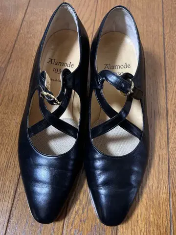 Alamode 1030 블랙 스트랩 힐 23cm