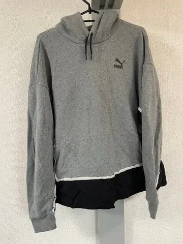 PUMA 그레이 블랙 후드티 XS