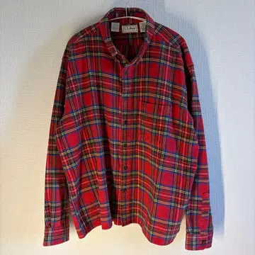 L.L.Bean 긴팔 플란넬 셔츠 USA제 박스 실루엣 와이드 소매