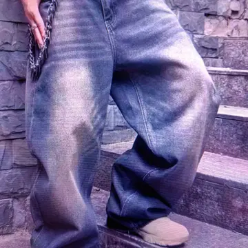 데님 와이드 팬츠 체인 포함