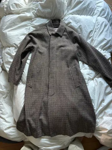 체크 무늬 스텐카라 코트