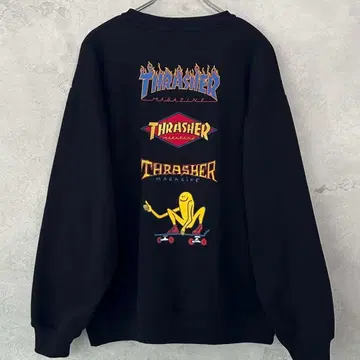 THRASHER 트레셔 백 자수 프린트 맨투맨 블랙 M