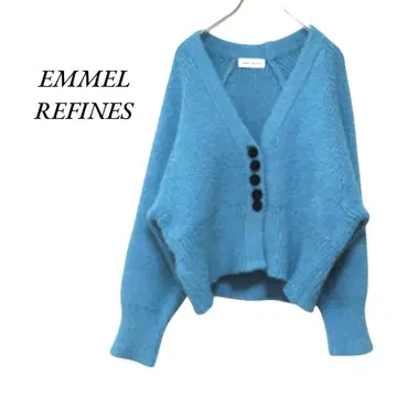 EMMEL REFINES 포코후와 V넥 가디건 터콰이즈 블루