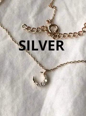 빈티지 초승달 골드 코팅 목걸이 SILVER 지르코니아