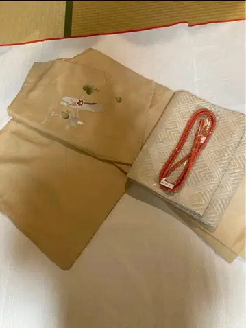 순수 실크 츠케사게 이중 기모노와 히라키 나고야 오비 새상품 허리띠 포함
