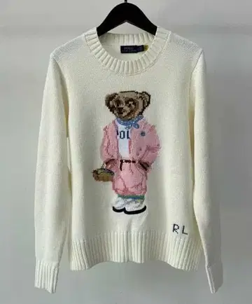 폴로베어 코튼 스웨터 폴로 랄프로렌 실크 자수 화이트 S