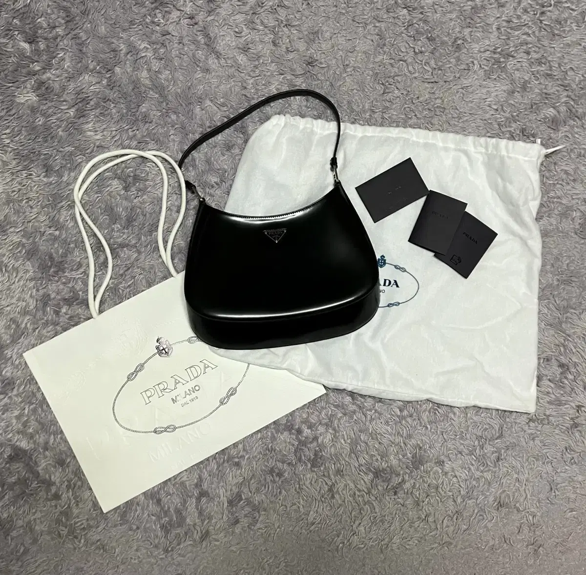 Prada 1bc499 Brushed Leather Cleo Bag Black